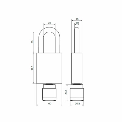 SI AX - Hængelås -WO -WP -Manual locking (11-50mm)