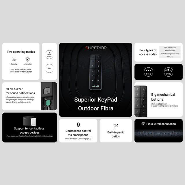 Ajax Keypad - Superior - Fibra - Outdoor - Black