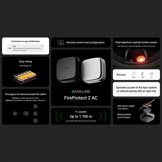 Ajax FireProtect 2 AC (Heat/Smoke/CO) - BL - white
